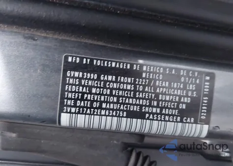 2014 Volkswagen Beetle 1.8T Entry from USA, damaged, VIN 3VWF17AT2EM634758